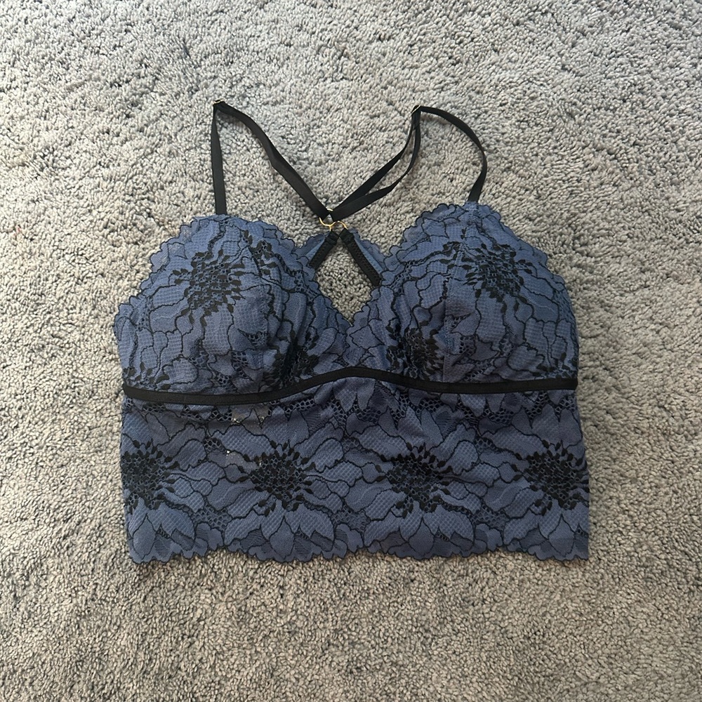 Aerie blue and black bralette top